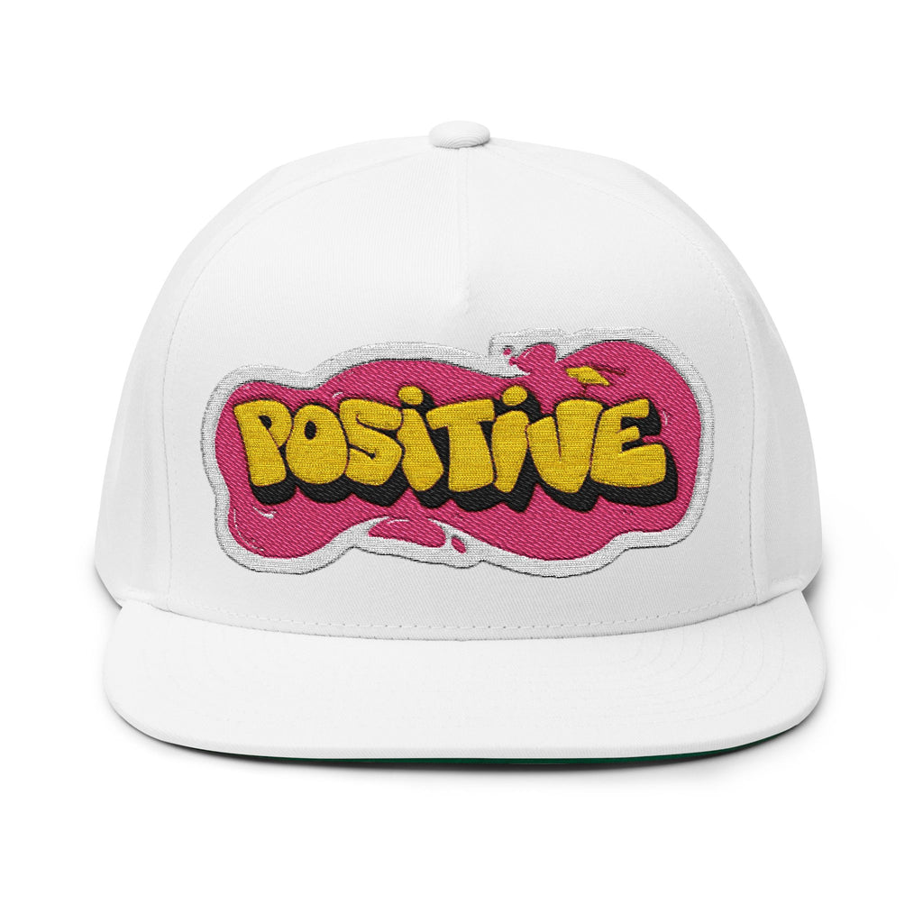 Embroidered "Positive" Flat Bill Cap