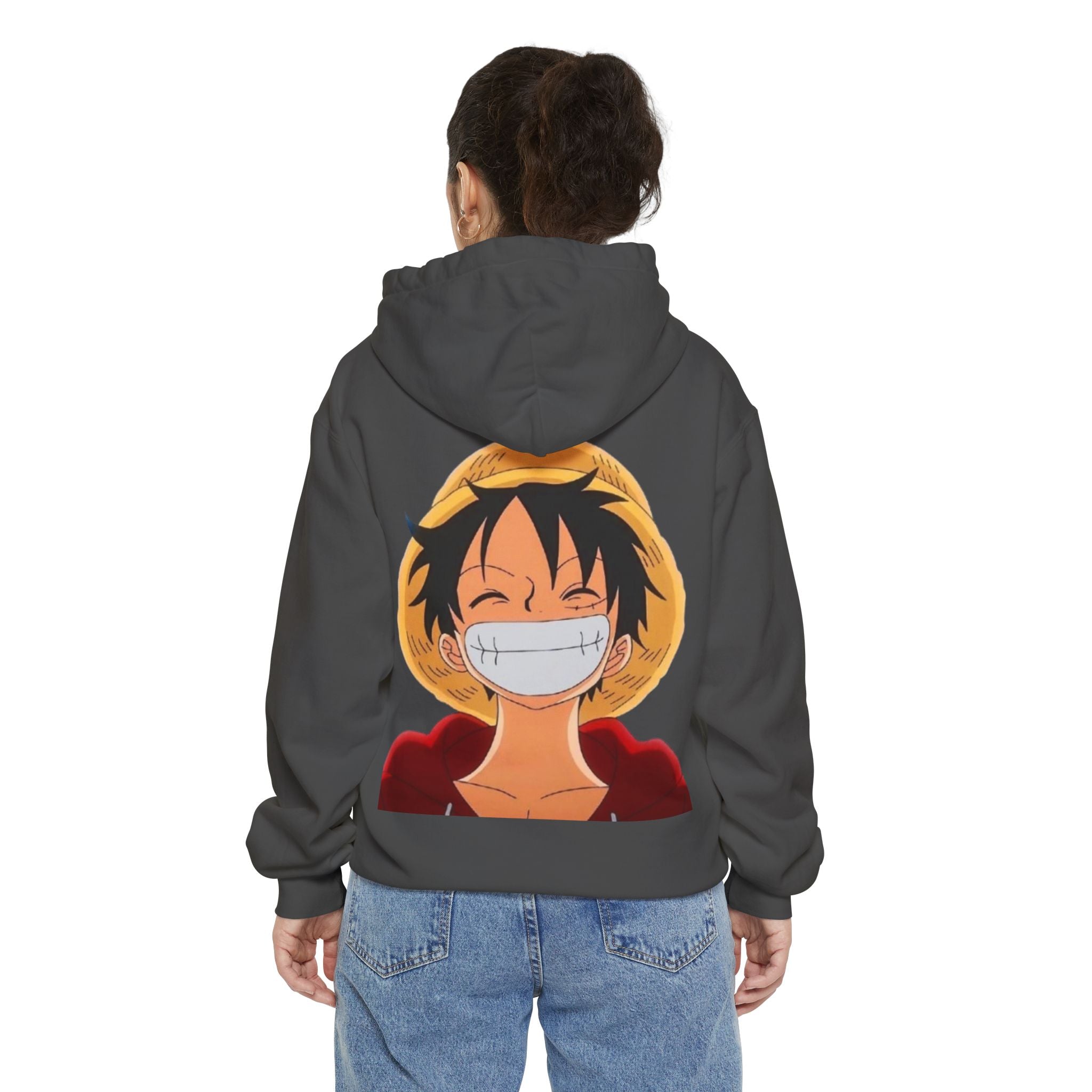 Graphic Hoodie — Smiling Straw Hat Character Print