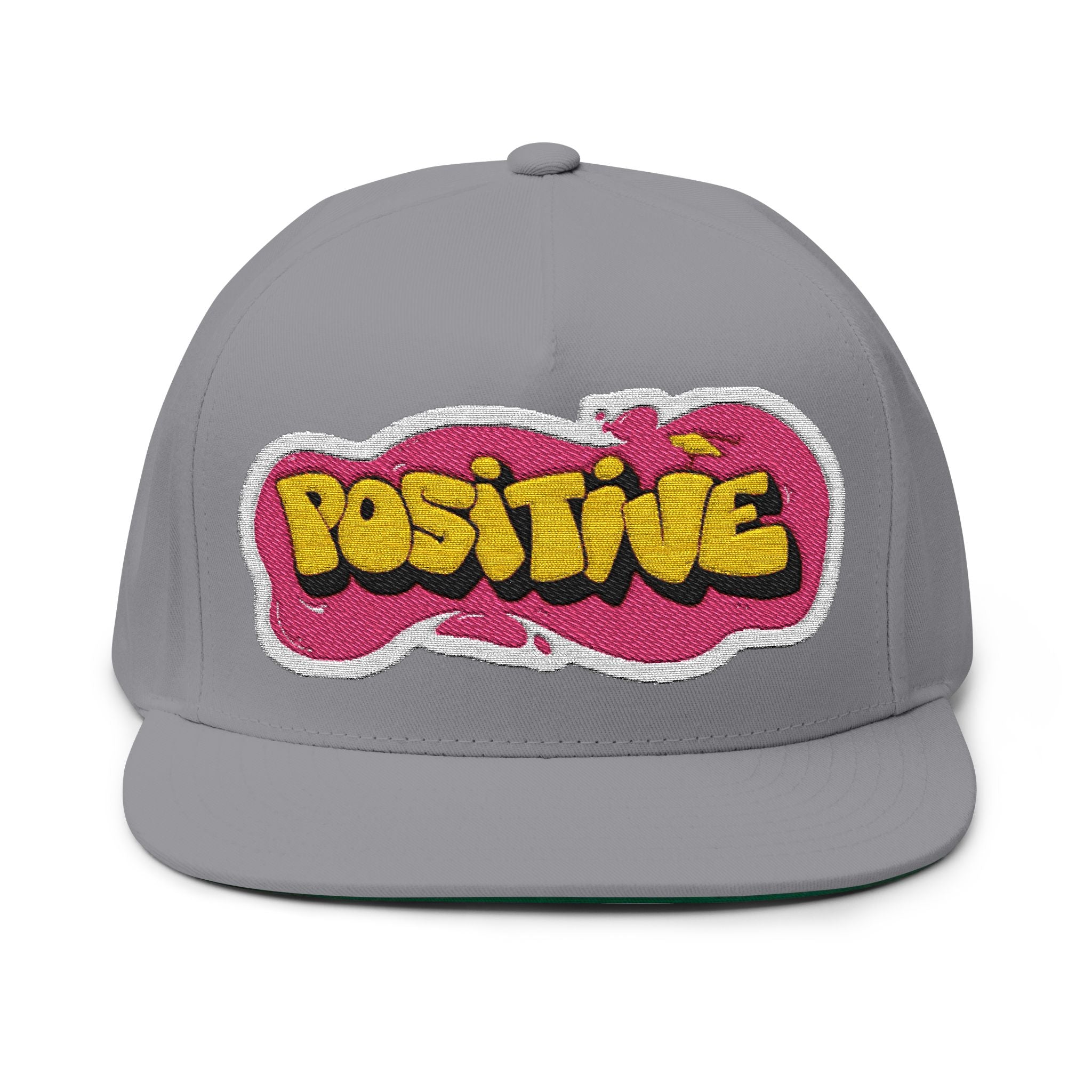 Embroidered "Positive" Flat Bill Cap