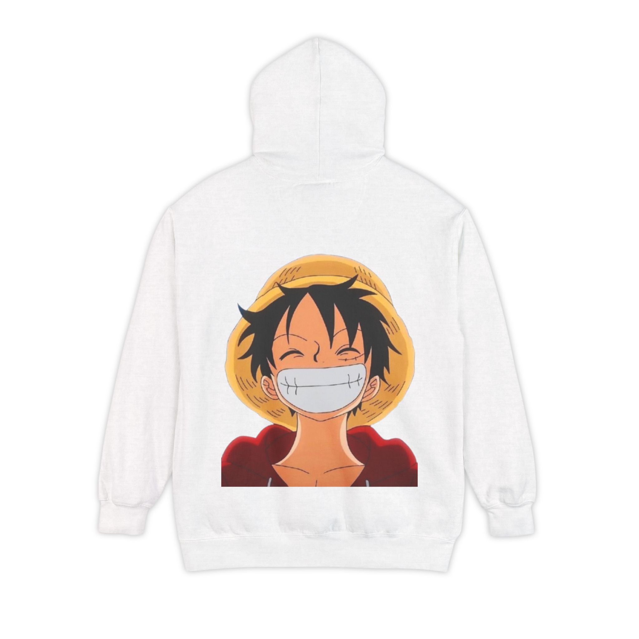Graphic Hoodie — Smiling Straw Hat Character Print