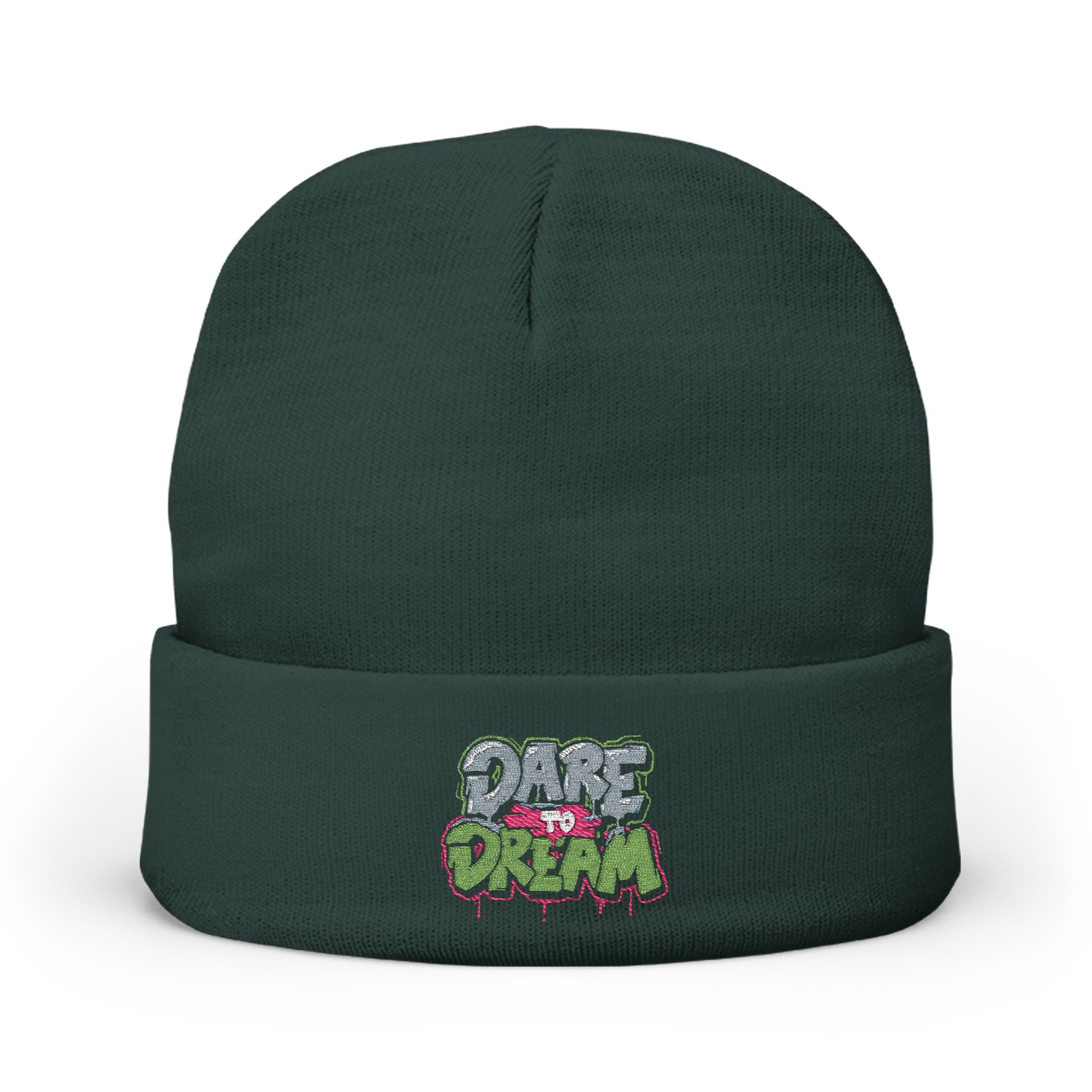 Embroidered "Dare to Dream" Knit Beanie