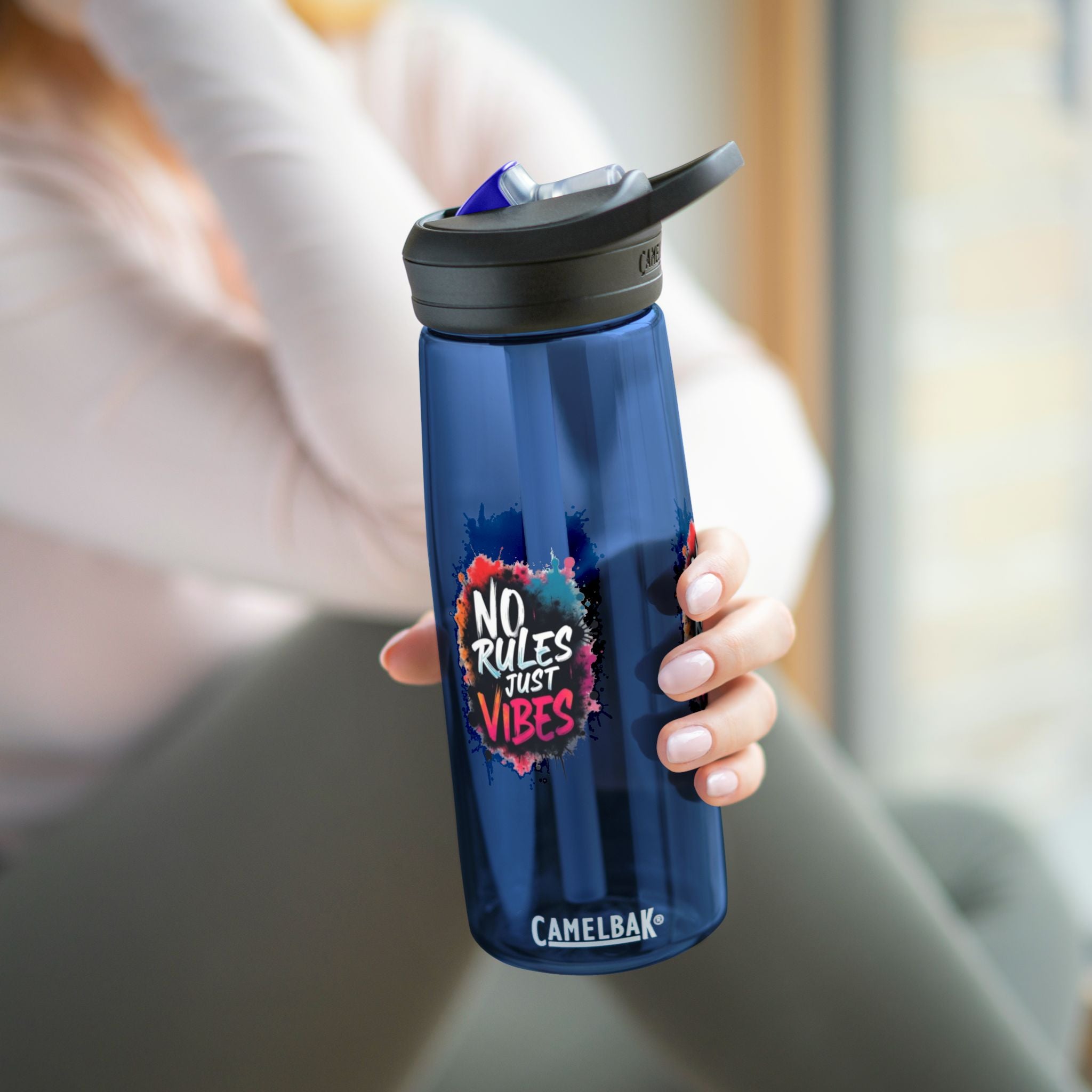 No Rules Just Vibes Water Bottle