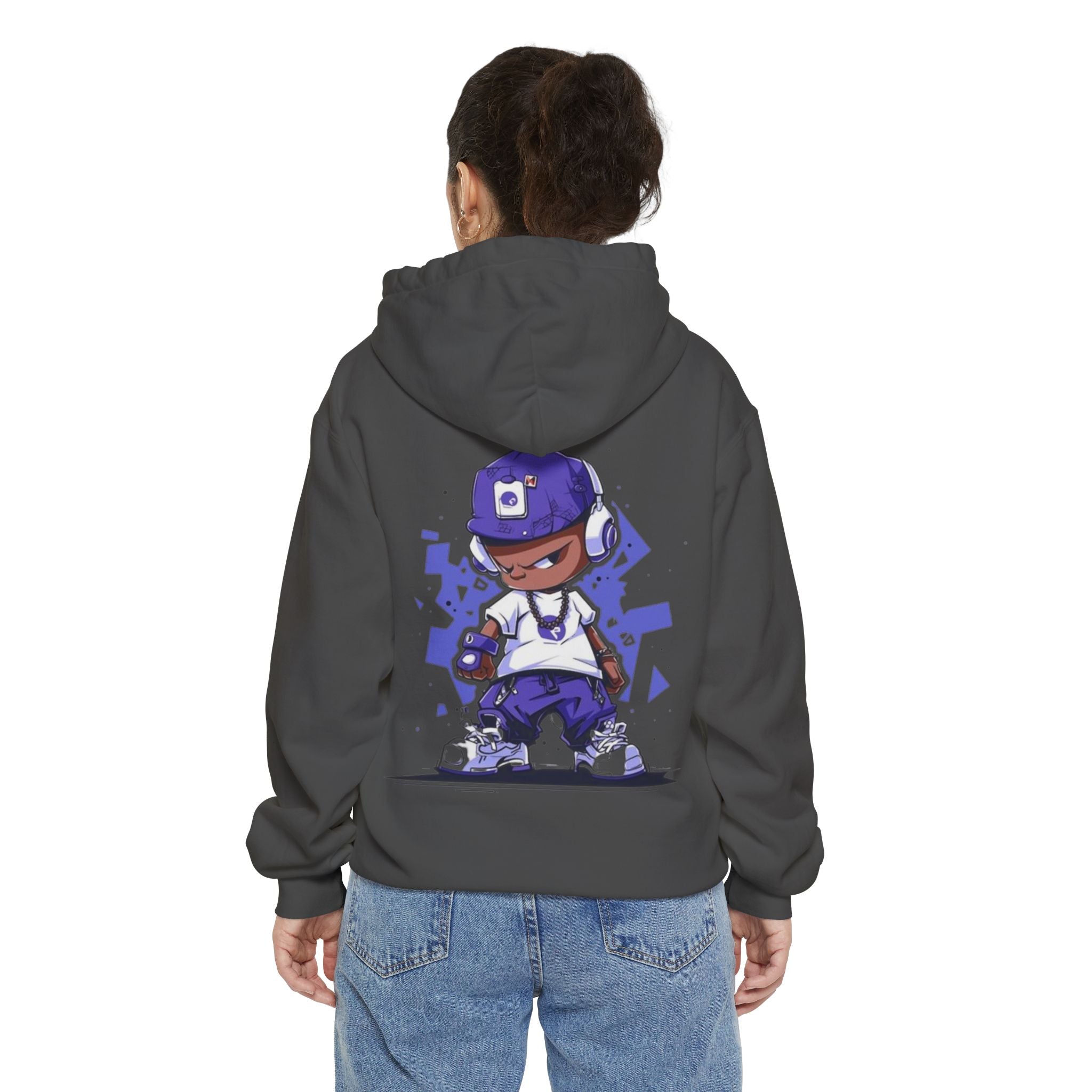 Streetwear Hoodie — Purple Urban Kid Graphic Back Print