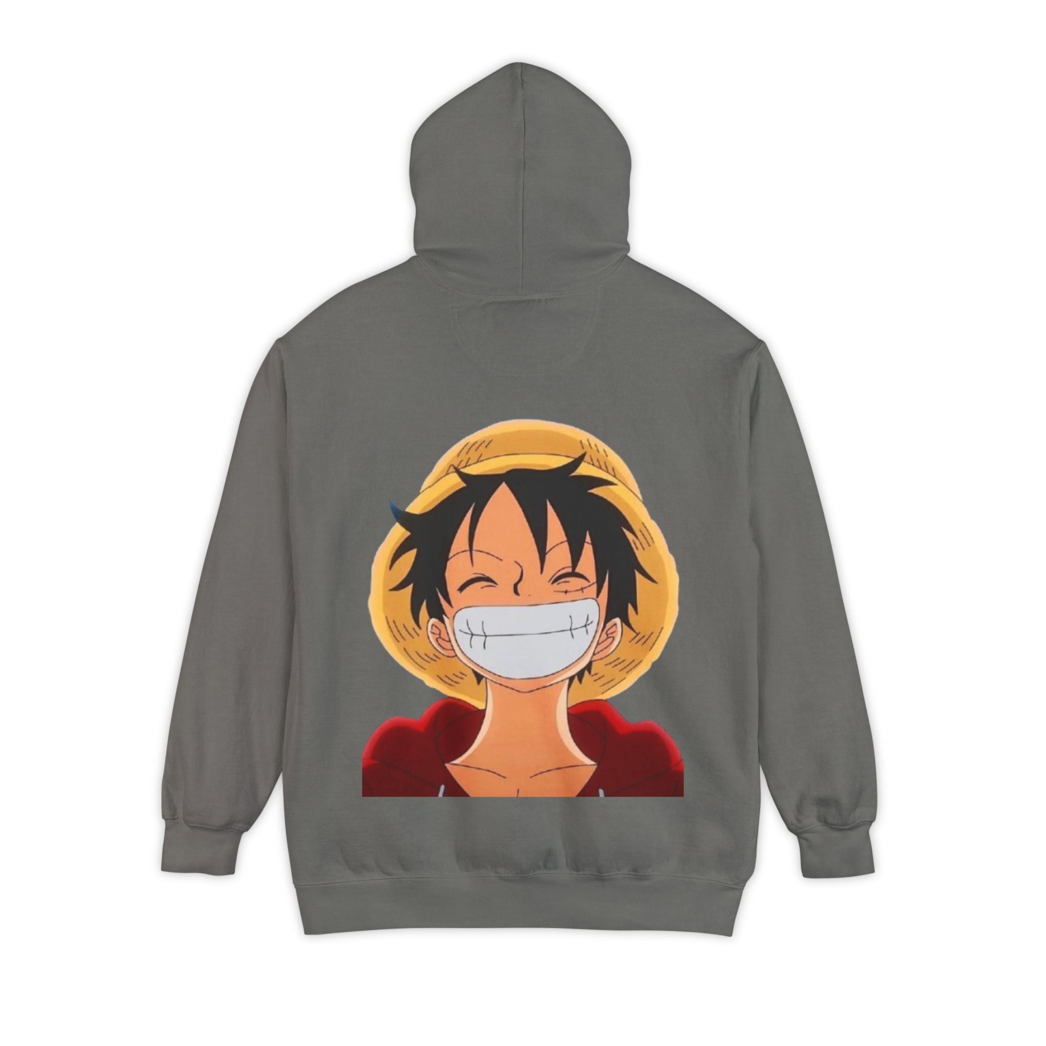 Graphic Hoodie — Smiling Straw Hat Character Print
