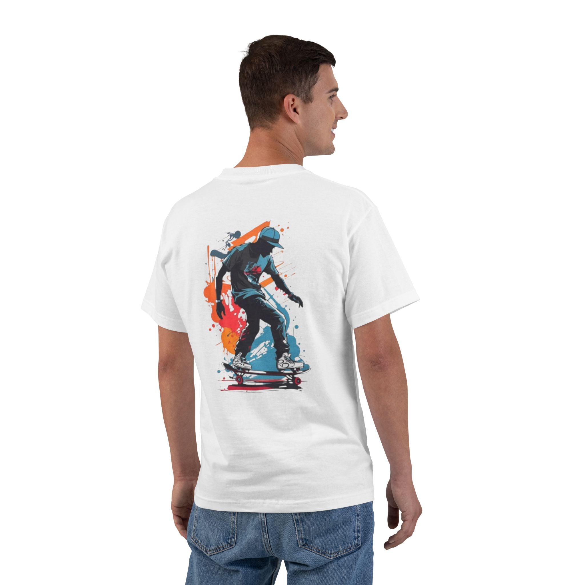 Skateboarder Graphic T-Shirt — Color Splash Back Print
