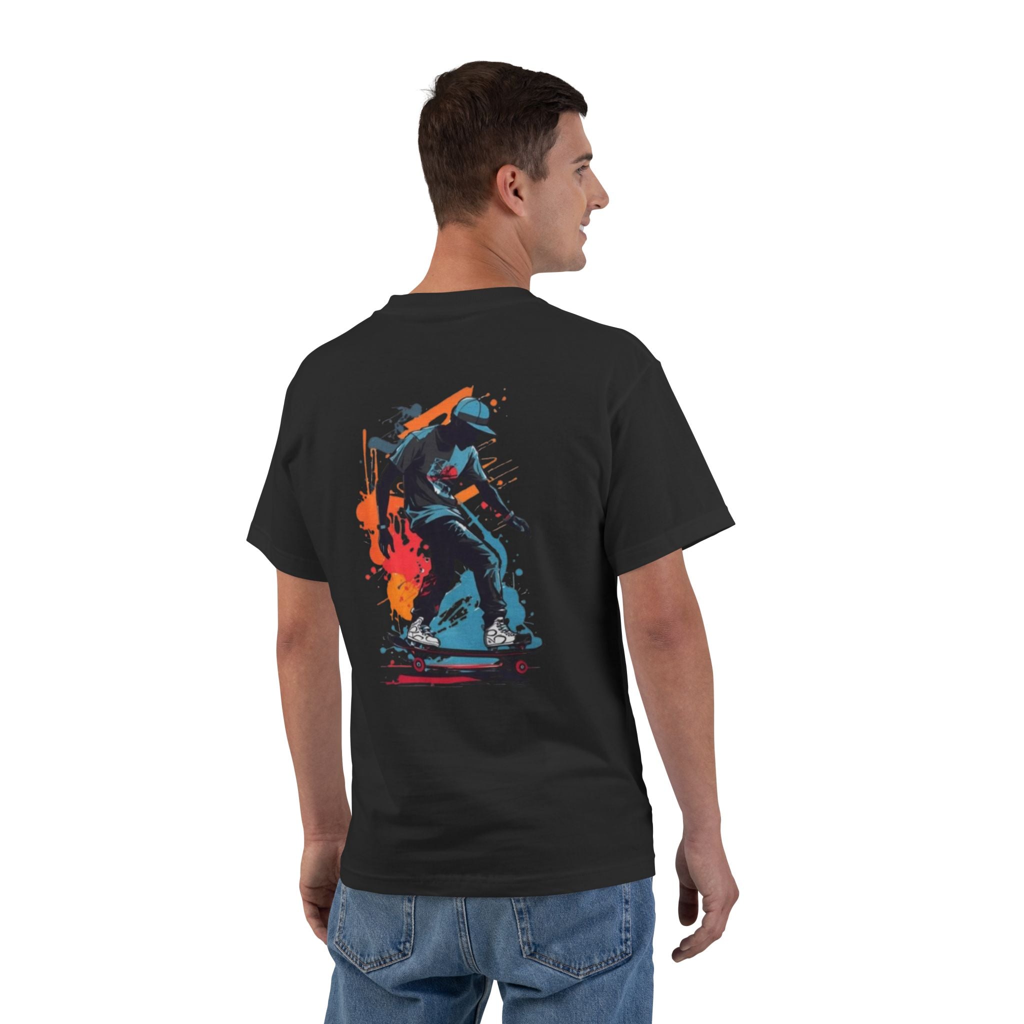 Skateboarder Graphic T-Shirt — Color Splash Back Print
