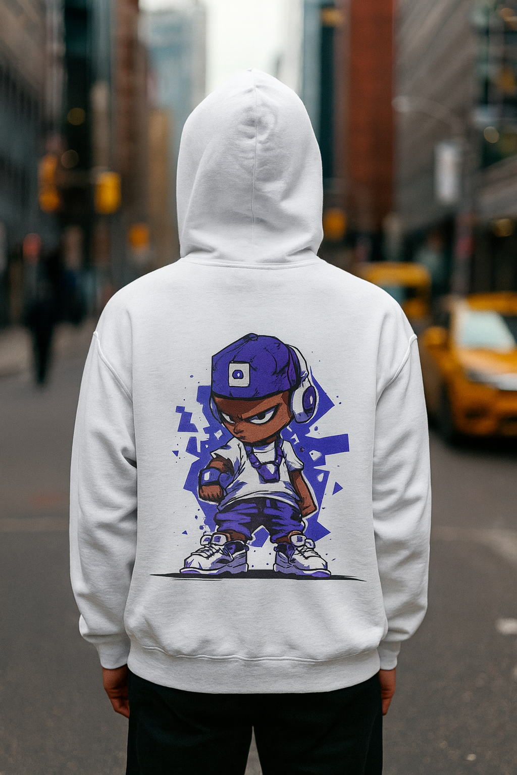 Streetwear Hoodie — Purple Urban Kid Graphic Back Print