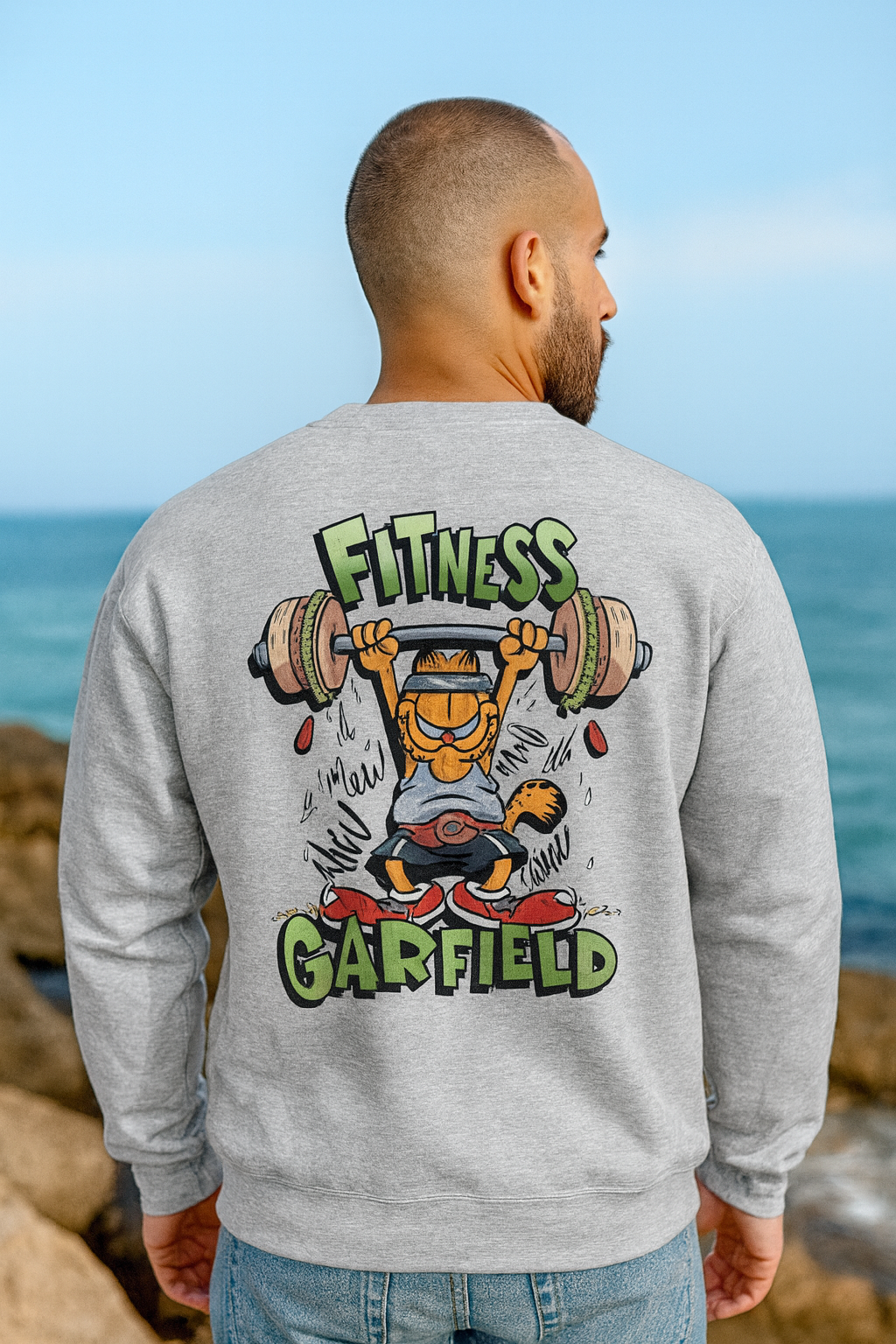 Garfield Fitness Sweatshirt — Funny Weightlifting Cartoon Pullover