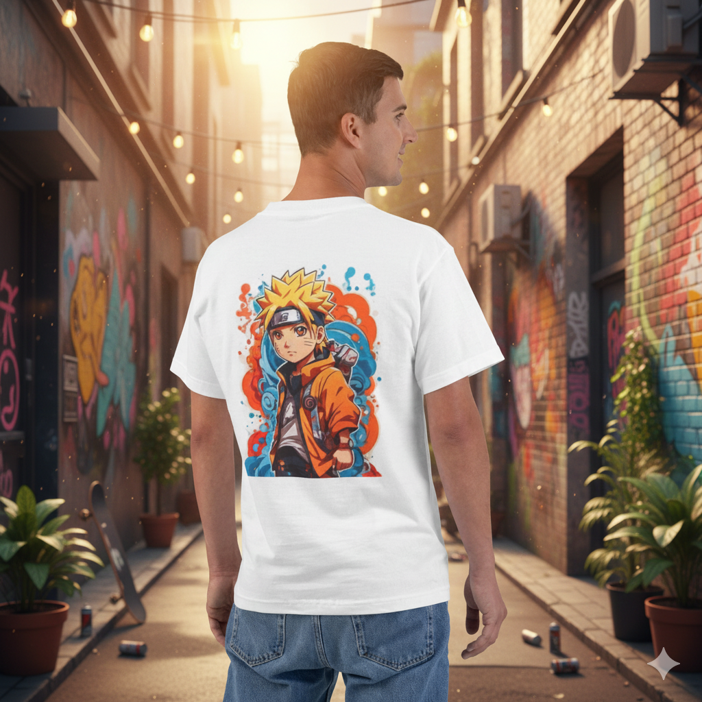 Naruto Anime Graphic T-Shirt — Colorful Uzumaki Back Print