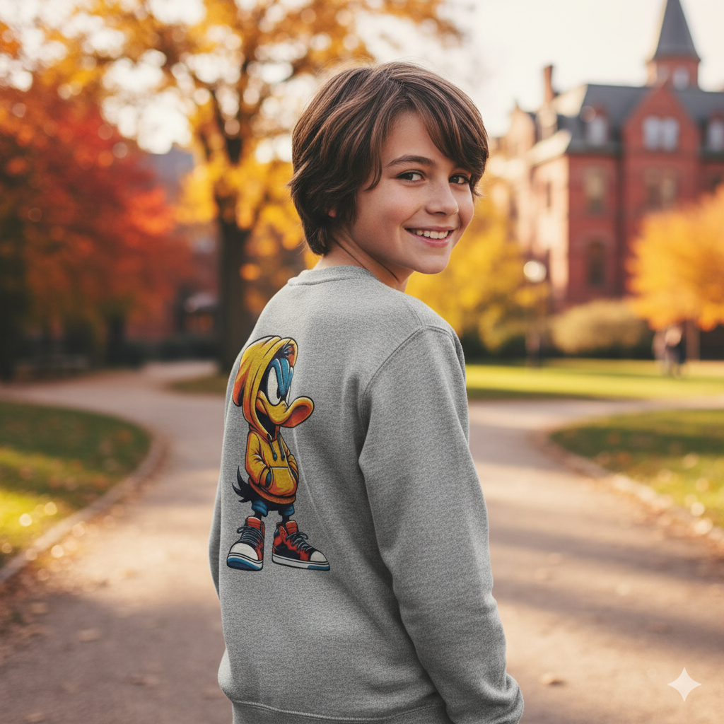 Cool Duck Hoodie Sweatshirt — Streetwear Cartoon Duck Graphic